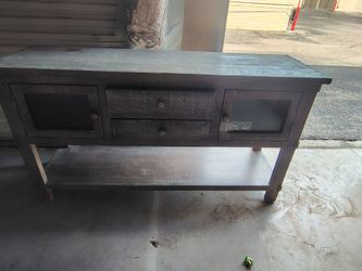2 Drawer 2 Glass Door Sofa table Grey