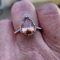 Pear Shaped Morganite Ring..S8