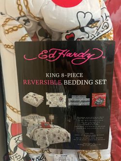 NEW Ed Hardy King 8-Piece Reversible Bedding Set – $65