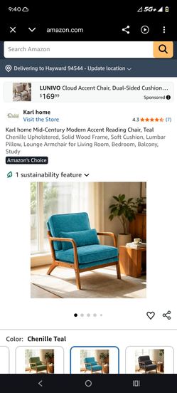Karl Home Mid-Century Modern Accent Chair Teal
