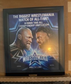 Brock Lesnar vs. Roman Reigns WrestleMania 38 15'' x 17'' Framed Event Key Art Fanatics Authentic