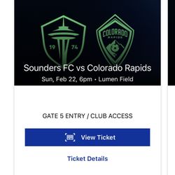2 Sounder’s  Tickets 2/22
