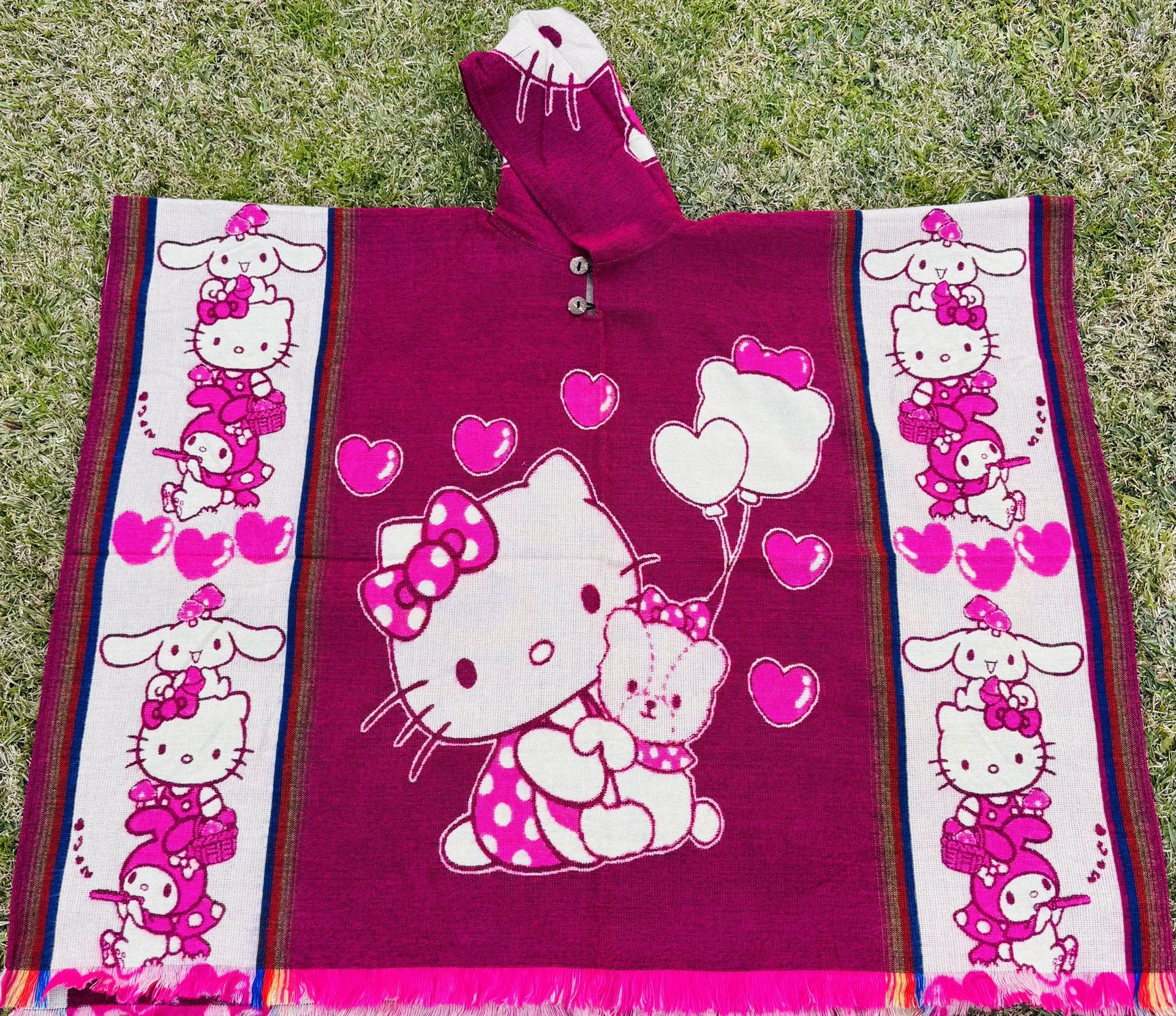 Hello Kitty Poncho, Adult Size, Unisex, One Size.