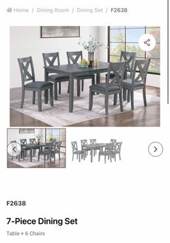7-Piece Gray Dining Table and Chair Set