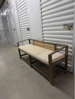 Modern wooden entryway bench