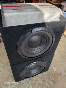 10"Alpine bass line speakers and crunch bass amp.