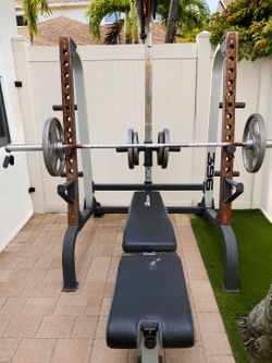 Complete Heavy Duty Gym set and accessories.