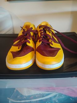 Nike Cardinal and Gold low dunk shoes