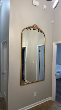 Azalea Park Filigree Floor Mirror, Gold Metal Frame