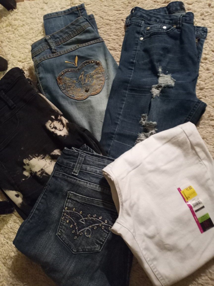 5 Pairs Of Womens First Class Desighner Jeans. .apple Bottom Est.
