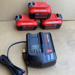 CRAFTSMAN 20V 20-VOLT LITHIUM-ION 4 AH BATTERIES AND CHARGER INCLUDED 