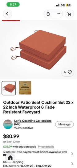Favoyard Outdoor Patio Seat Cushion Set 24 inches
