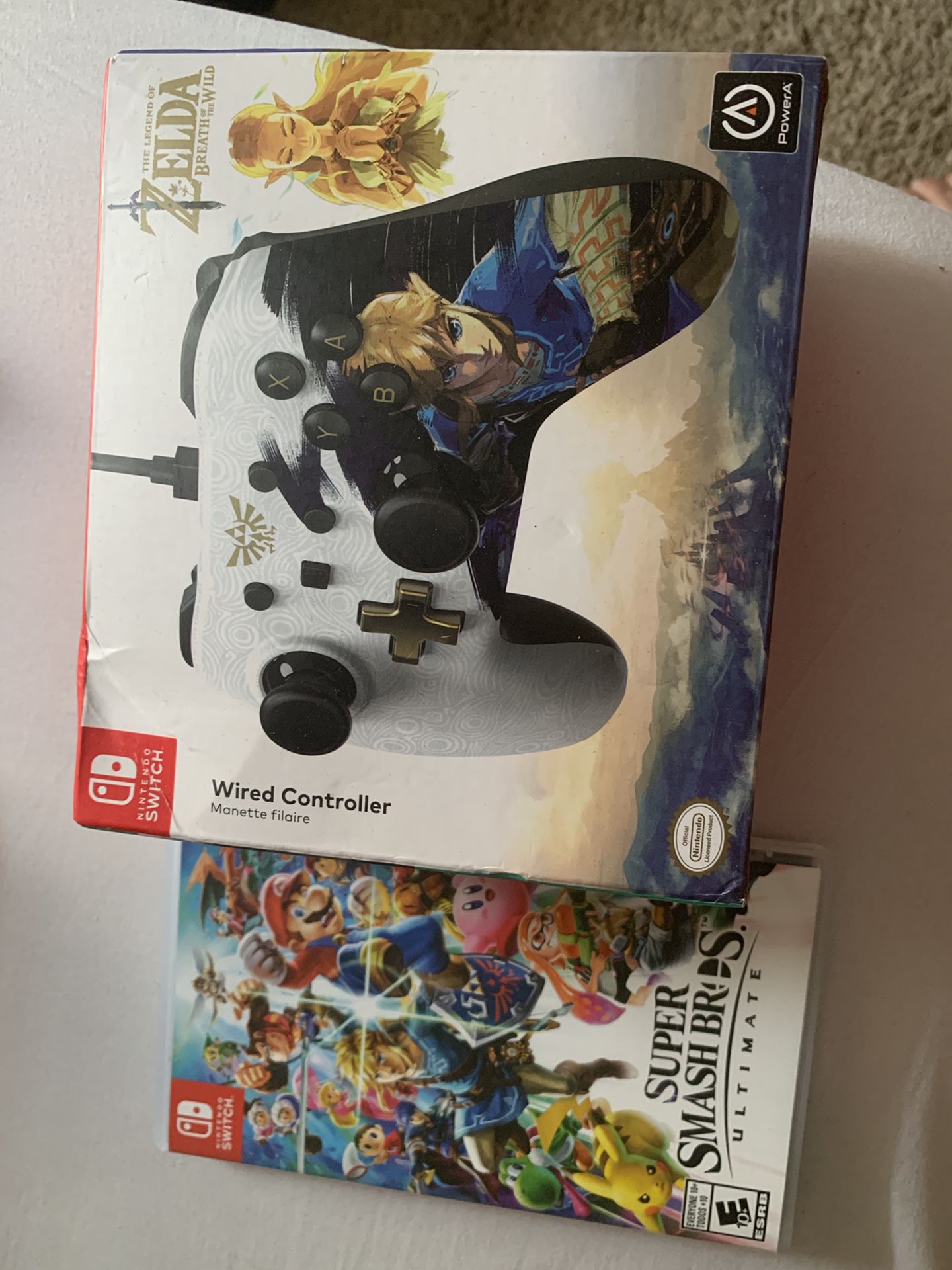 Super Smash Bros Ultimate and Wired Controller Nintendo Switch
