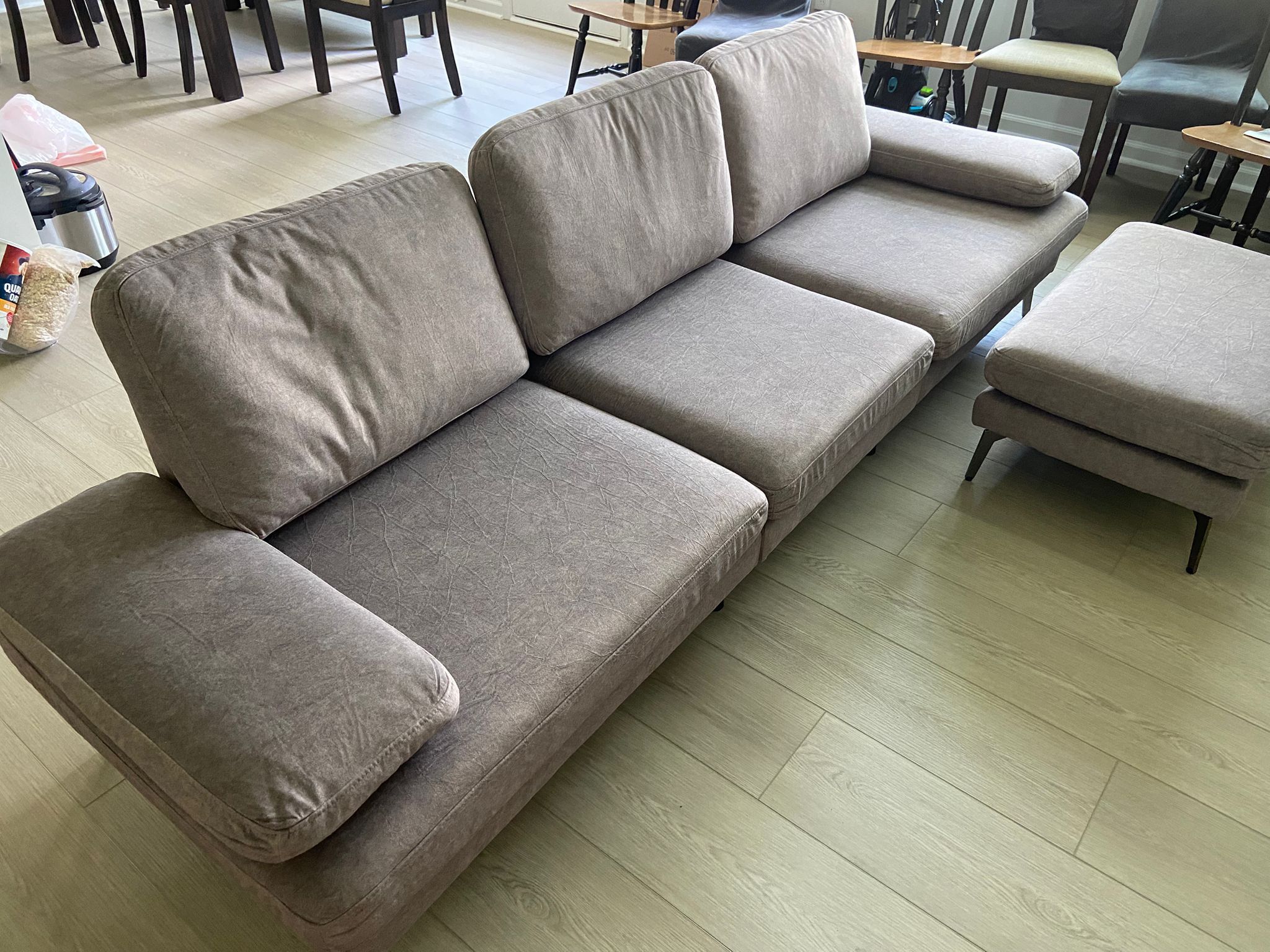 103” Upholstered Sofa With Ottoman