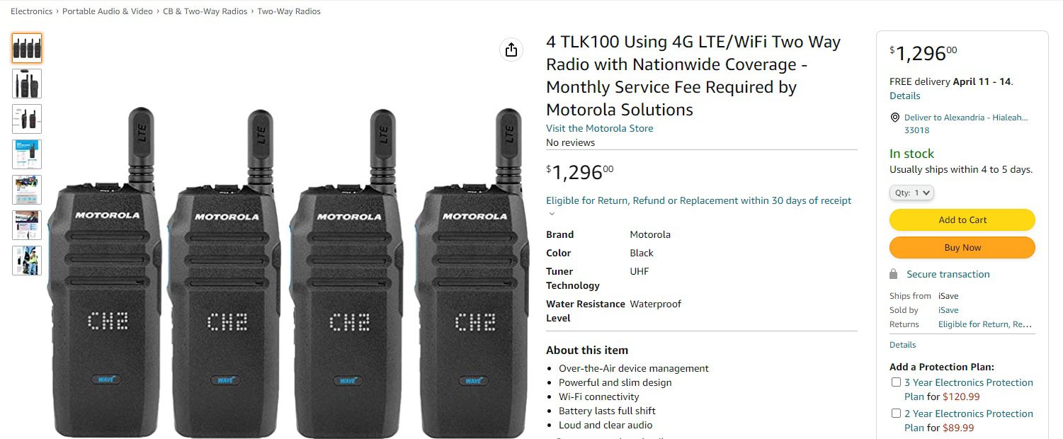 Motorola TLK-100 4G LTE Two-Way Radio Wave for Sale in Hialeah Gardens, FL  OfferUp