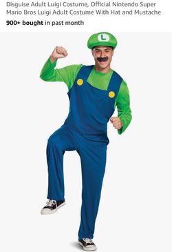 Disguise Large size Adult Luigi Costume, Official Nintendo Super Mario Bros Luigi Adult Costume With Hat and Mustache