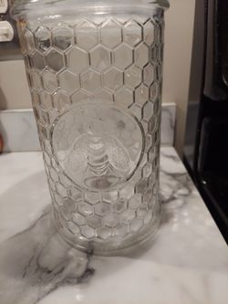 Glass Honey Bee Hive  Jar Container Lid