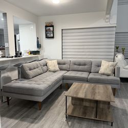 FREE DELIVERY 🚚 | Modern Gray Tufted Sectional Sofa