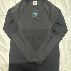 Gymshark Onyx 5.0 Seamless Long Sleeve T-Shirt - Black/Onyx Grey Size: Small