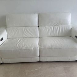Recliner White Leather Couch Excellent Condition 