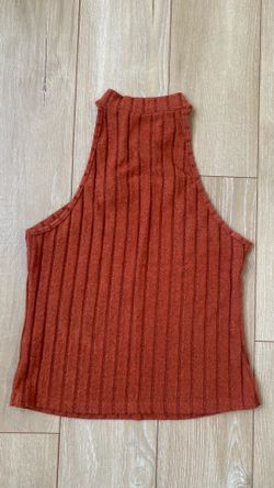 Rust Ribbed Knit Top