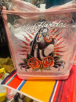 Ed Hardy Pink Clear Crossbody Tote Bag NEW Y2K Tattoo Style