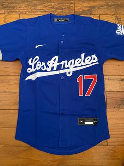 Youth and adult Los Angeles dodgers shohei Ohtani road blue jersey