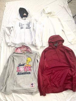 Mostly brand new never worn hooded sweat, jackets, and shirt shirts.