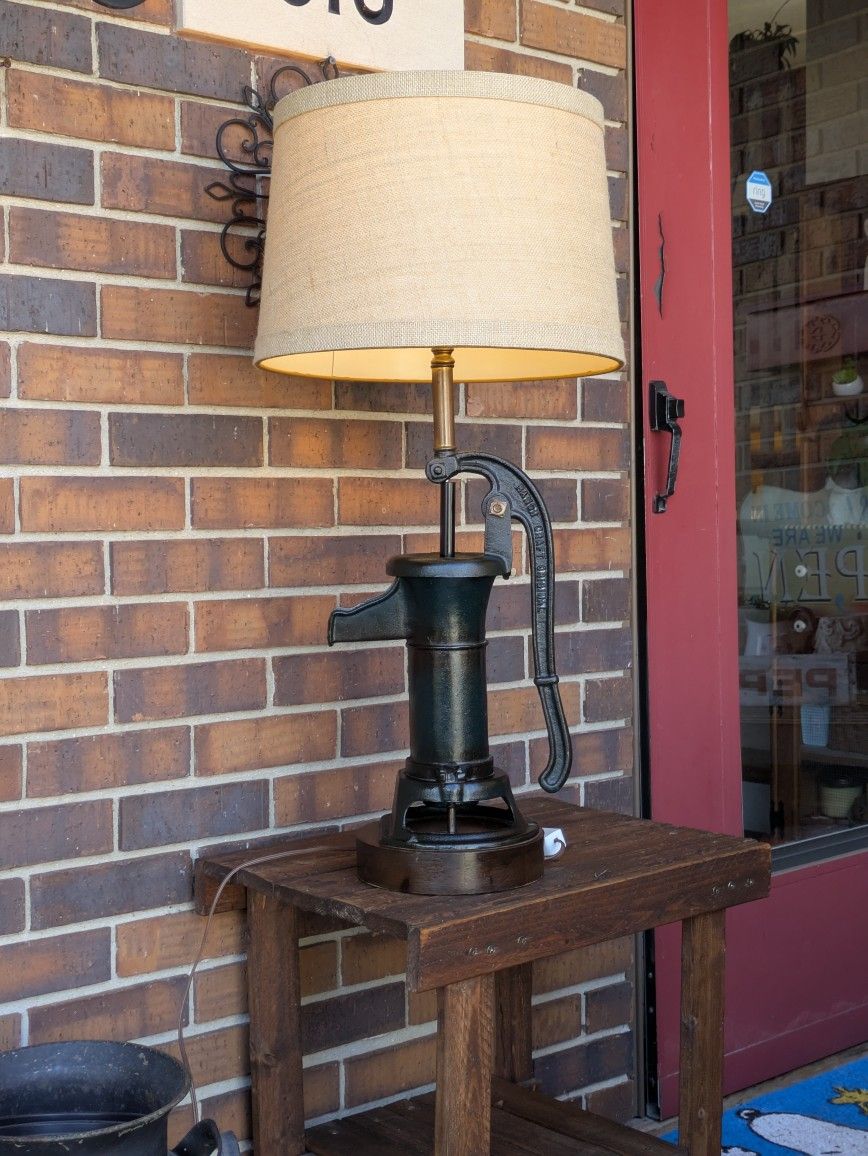 Vintage Rustic Antique Cast Iron Water Pump Unique Lamp