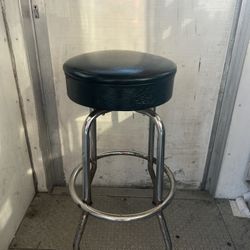 Black Leather Stool 