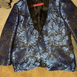 Blue and Black Floral Blazer