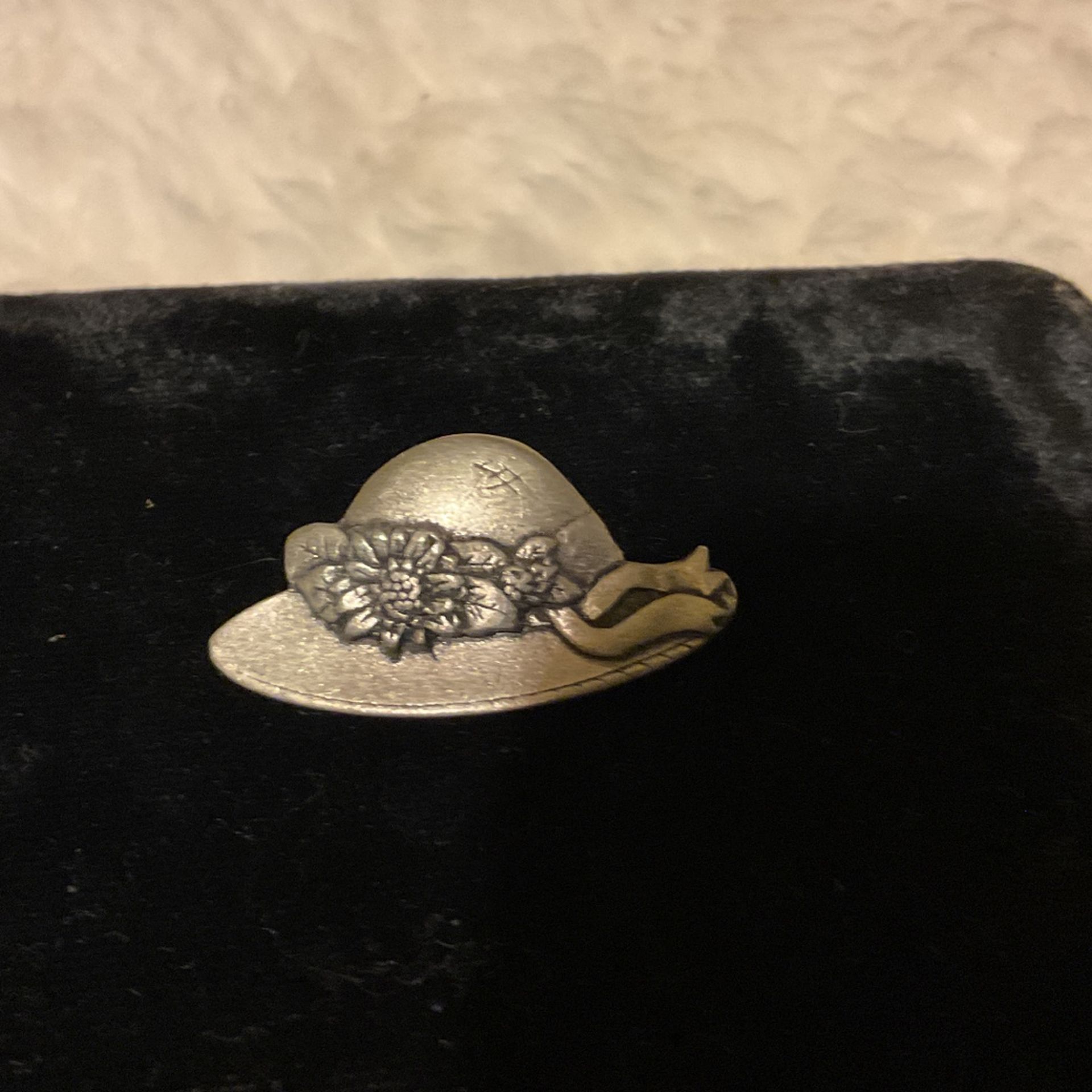 Vintage Pewter hat Brooch ( Birds & Blooms Limited Edition 2005)