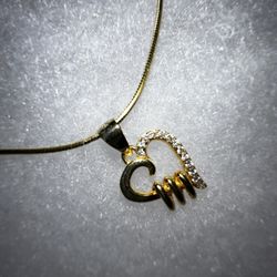 10K Gold Snake Chain With Heart Pendant