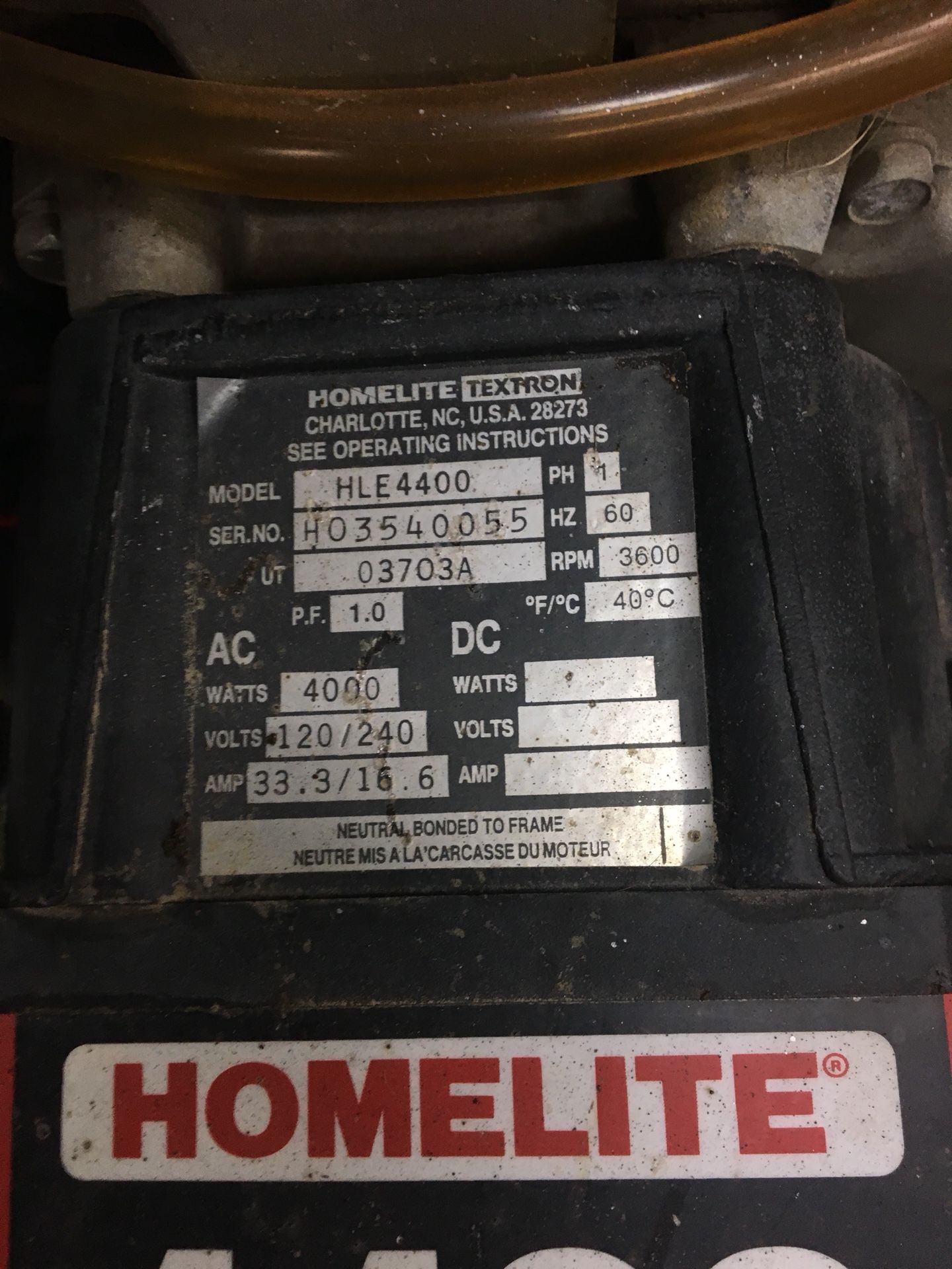 Homelite 4400 Watt Generator 8HP Briggs & Stratton for Sale in