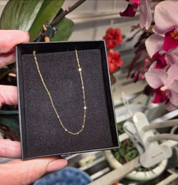 Solid gold mirror link necklace