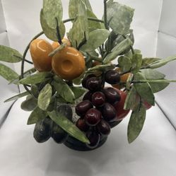 Chinese Carved Gemstone Mixed Fruit Tree Quartz Jade Leaves Lg Bonsai Lucky Tree