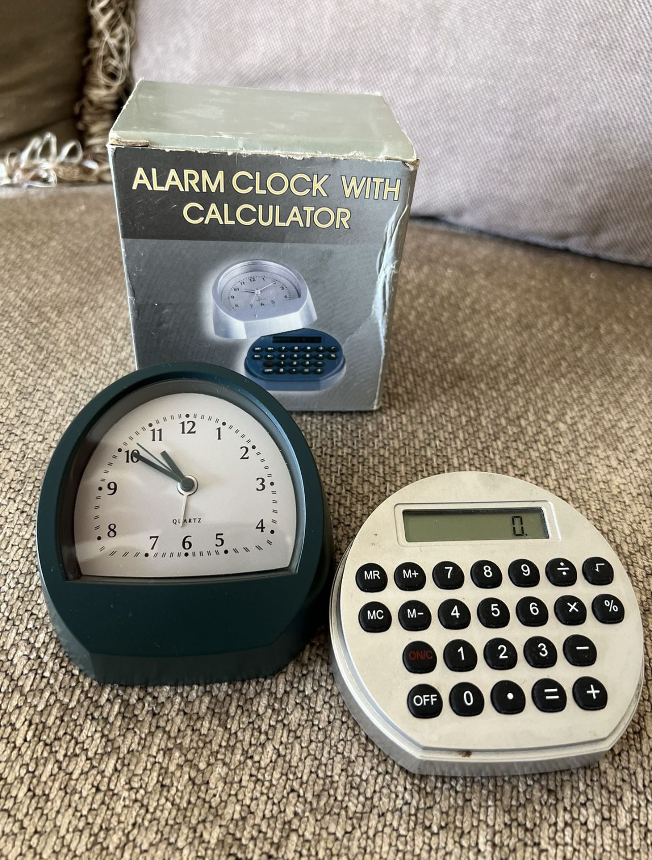 Boxed Alarm Clock With Calculator Battery Included