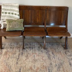 Antique Folding 3 Seat Bench Solid Oak