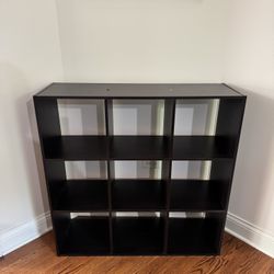 Black 9-Cube Storage Organizer Bookshelf – 3x3 Cubby Unit