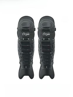 Champion Sports Umpire Leg Guards: Single Knee Umpire’s Shin Guard for Baseball & Softball - Pair of 16.5" Umpiring Shin Pads for Adults - Black