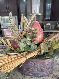 Autumn Harvest Floral Arrangement in Embossed Copper Planter