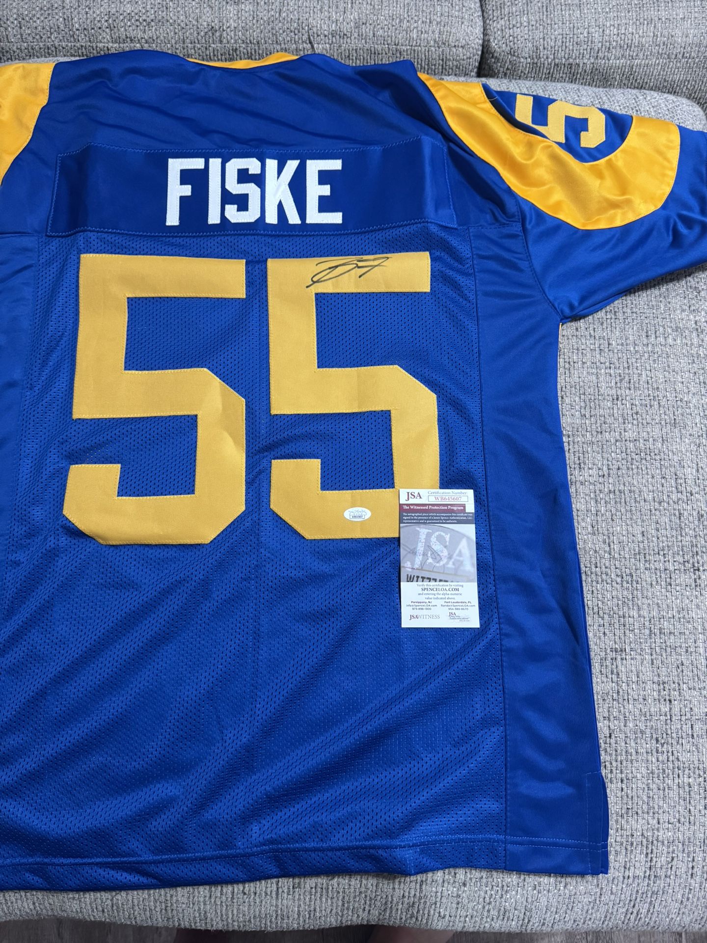 Braden Fiske Signed Autograph Custom Jersey - Beckett Coa - LA Rams