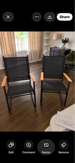 Set of 2 Black Metal Rocking Chairs