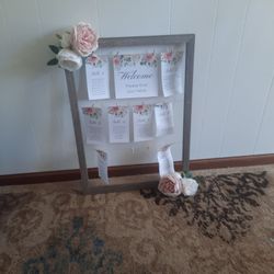 Seating Chart Frame, Clips, And Flowers For DIY Wedding Or Event Seating Chart