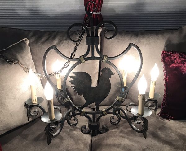 Six light chandelier with rooster design for Sale in ...