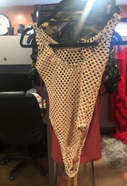 Nude fishnet one piece