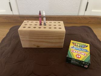 Wooden Crayon Holder And Crayons