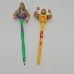 WWF Hulk Hogan & Wrestler Figure Pens Vintage Set