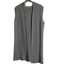 Keren Hart Gray Sleeveless Cardigan XL Women's 33' Long Rayon Blend Vest Top