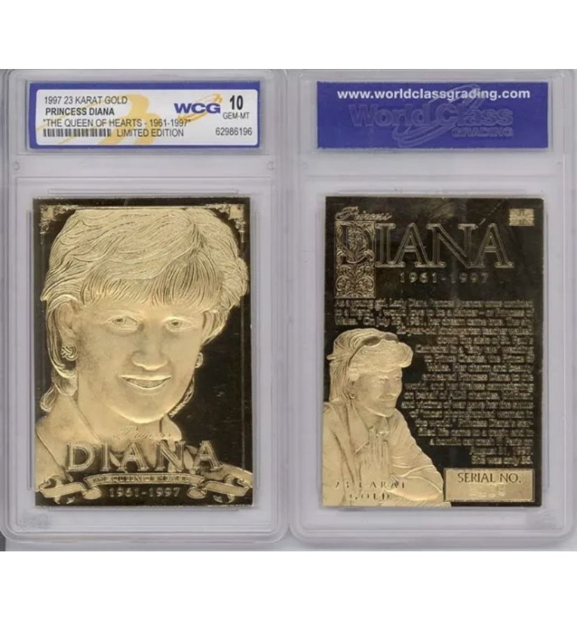 1997 PRINCESS DIANA 23K GOLD CARD SCULPTURED - GRADED GEM-MINT 10 *RARE* LIMITED